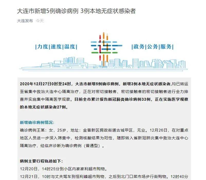 大连新增2例本土确诊病例详情公布 活动轨迹涉超市、公交等多处公共场所 大连新增2例本土确诊病例详情公布 活动轨迹涉超市、公交等多处公共场所